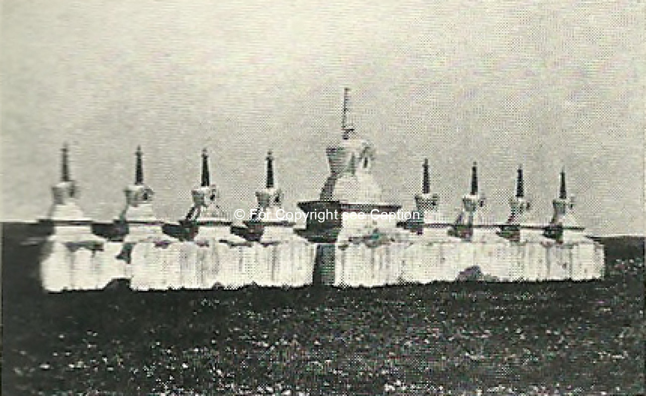The nine white stupas. Binsteed, G. C., 